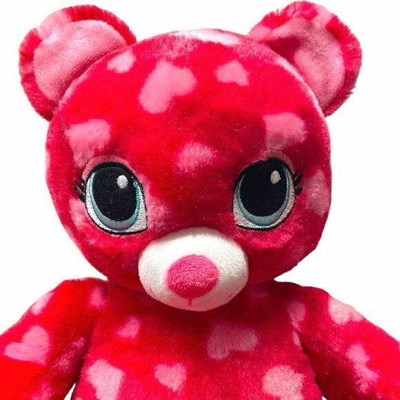 Build A Bear Teddy Bear Plush Hearts Red Pink 16” Stuffed Animal Valentines Day - Picture 2 of 11